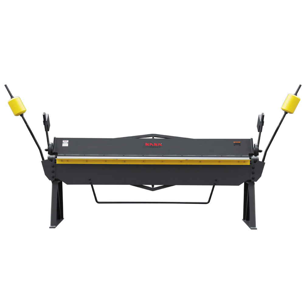 100-inch 12-gauge straight sheet metal brake front view, featuring a one-piece blade and counterweight assist, model W-10012