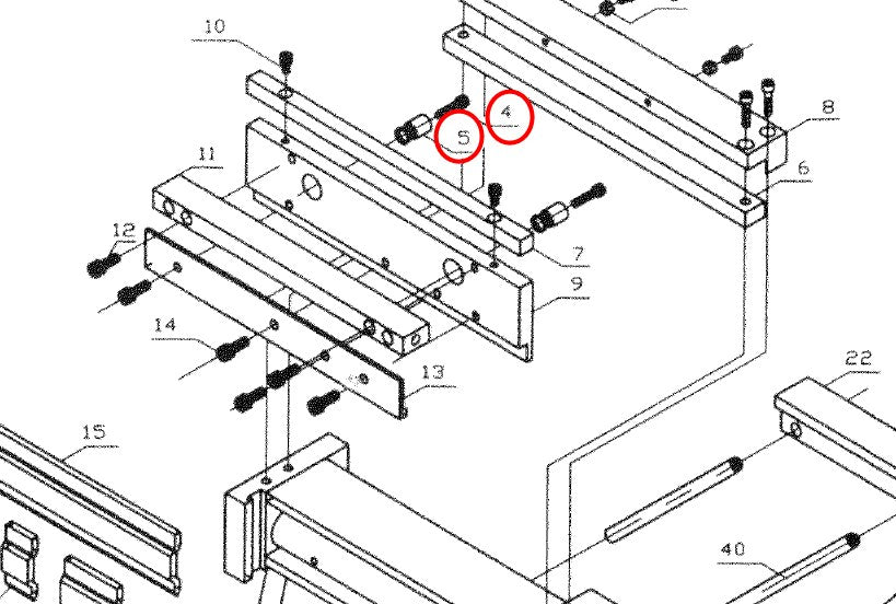 Part #4 hex head screw & #5 pin for 171010 8" Shear/Brake