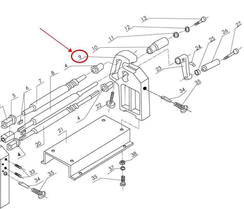 Part #9 Right Stand for KAKA Industrial W01-2422 24-Inch Slip Roll Machine
