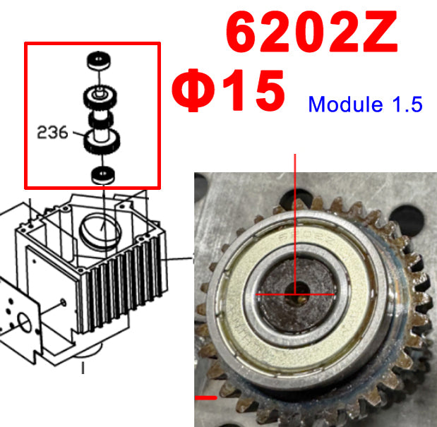 Spare parts #236 Gear shaft for Band Saw BS-912GR