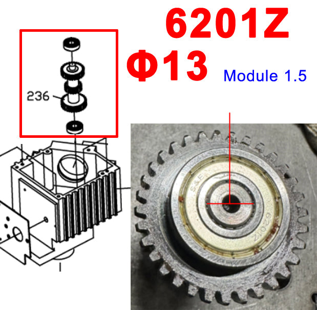 Spare parts #236 Gear shaft for Band Saw BS-912GR
