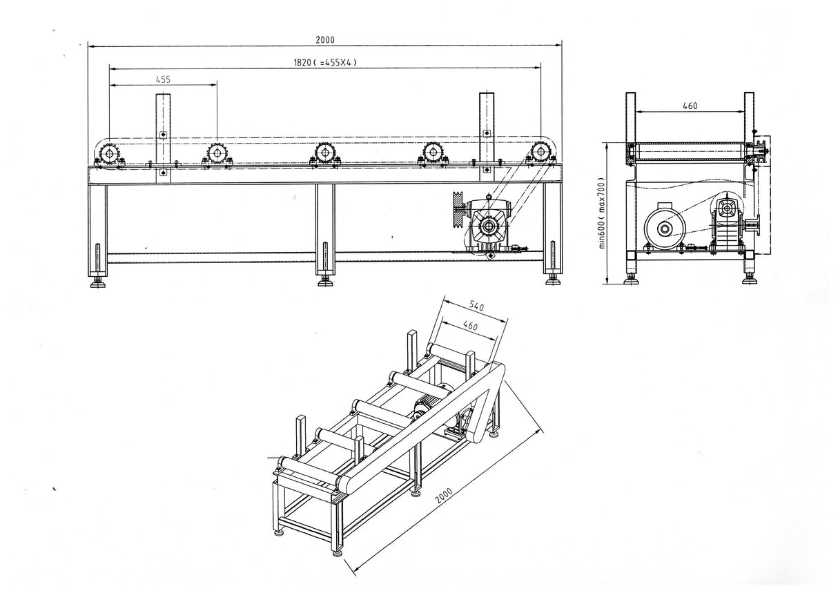 Motorized Feeding Roller Conveyor Table 4,400 lbs Capacity (220V 3 Phase)RB-460E
