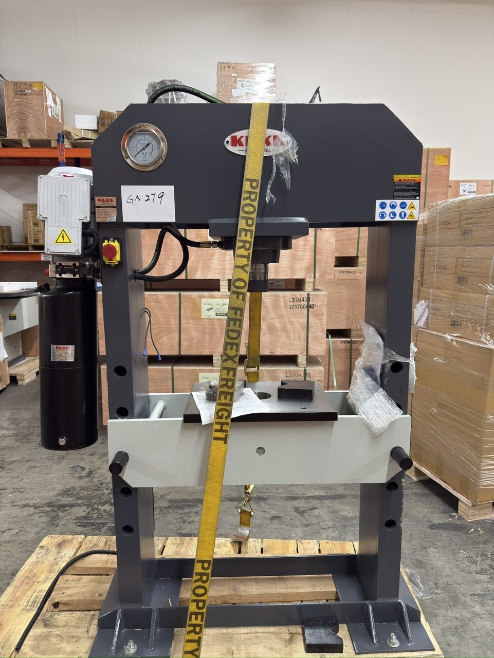 (Not Brand New) KAKA INDUSTRIAL Heavy Duty Electric Hydraulic Shop Press, Electric Pump H-Frame Shop Press with Gear pump, 50 ton Frame Capacity, 8.6 in Stroke 220V Single phase HP-50