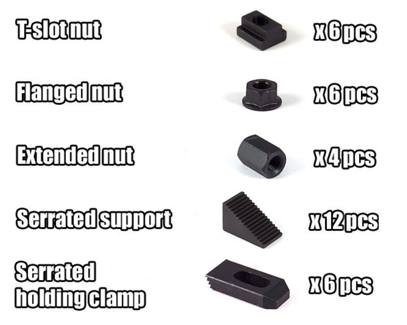 KAKA INDUSTRIAL 5/8" Table Slot 1/2" Stud Szie 52pcs Clamping Kit Set with case holder