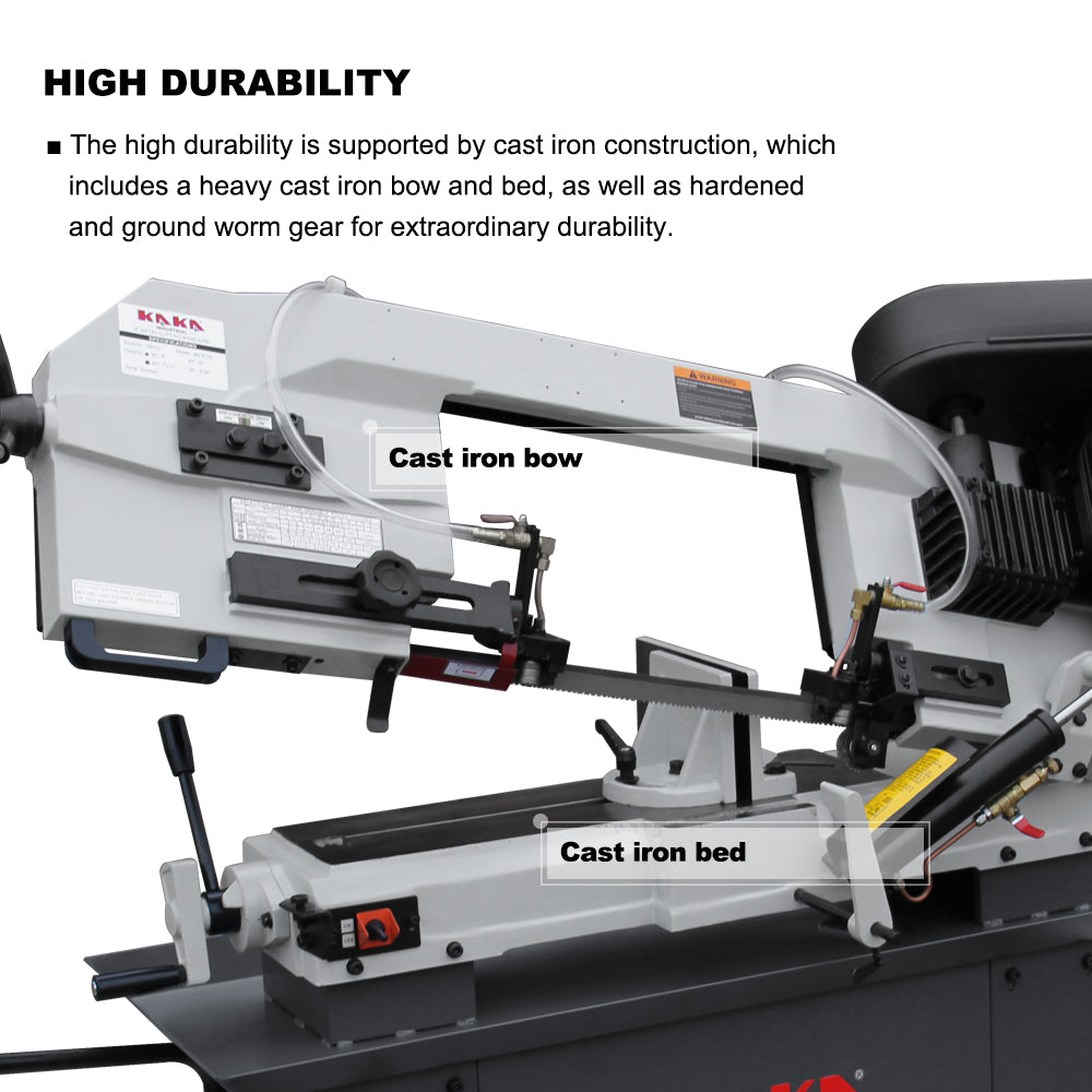 Metal Bandsaw 9"Horizontal Metal Cutting Band Saw 4 Steps Blade Speed Metal Band Saw, Space Saver Movable Metal Cutting Band Saw 115V&230V Dual Voltage Prewired 1PH BS-912B