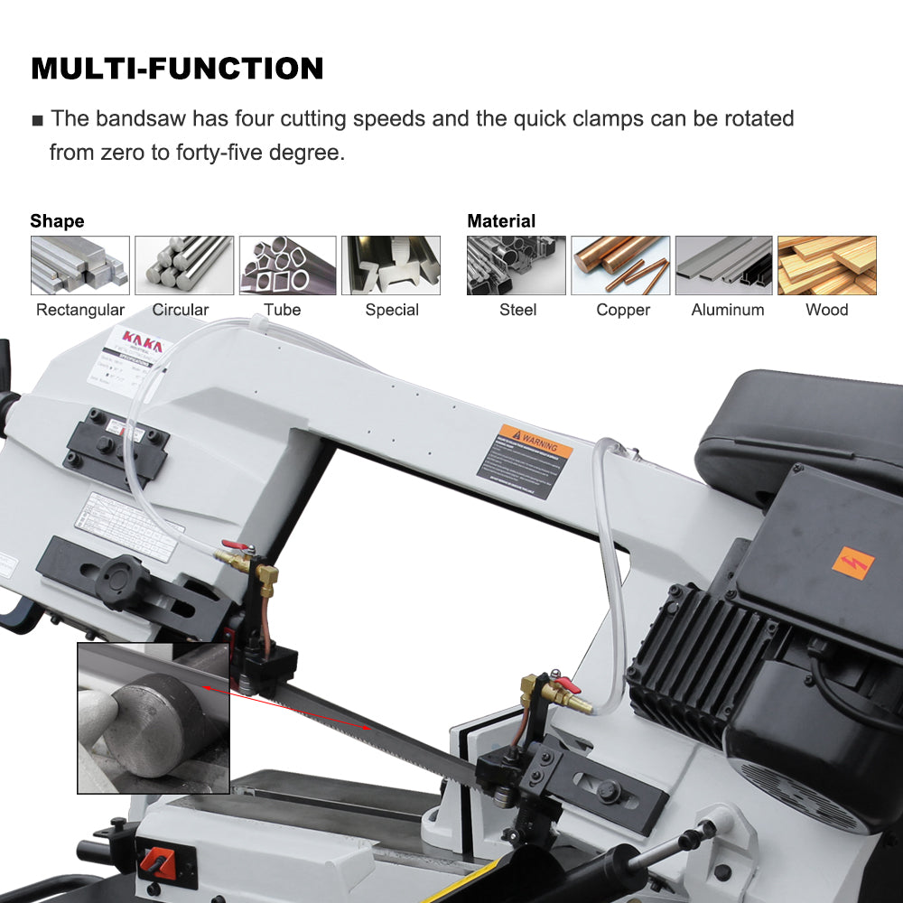 Metal Bandsaw 9"Horizontal Metal Cutting Band Saw 4 Steps Blade Speed Metal Band Saw, Space Saver Movable Metal Cutting Band Saw 115V&230V Dual Voltage Prewired 1PH BS-912B