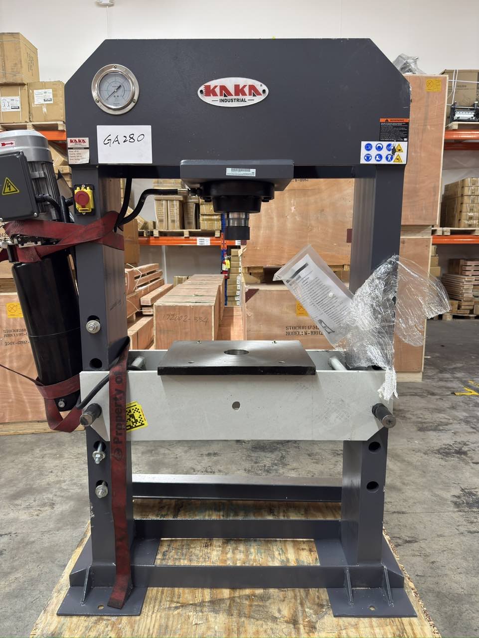 (Not Brand New) KAKA INDUSTRIAL Heavy Duty Electric Hydraulic Shop Press, Electric Pump H-Frame Shop Press with Gear pump, 50 ton Frame Capacity, 8.6 in Stroke 220V Single phase HP-50 (Copy)