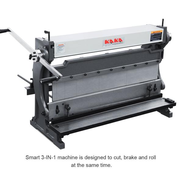 KAKA Industrial Sheet Metal Brake, 30 inch Shear and Slip Roll Combo 3-in-1 | 20-Gauge Capacity Heavy Duty Bending Machine with Back Gauge and Segment Fingers for Metal Fabrication