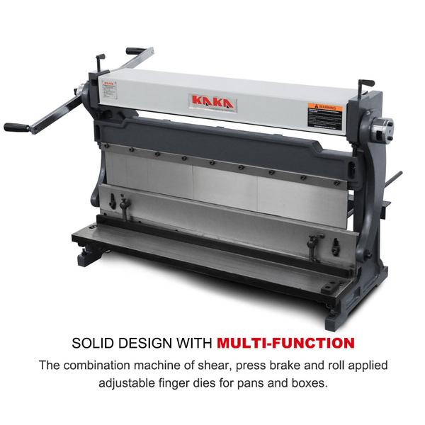 KAKA Industrial Sheet Metal Brake, 30 inch Shear and Slip Roll Combo 3-in-1 | 20-Gauge Capacity Heavy Duty Bending Machine with Back Gauge and Segment Fingers for Metal Fabrication