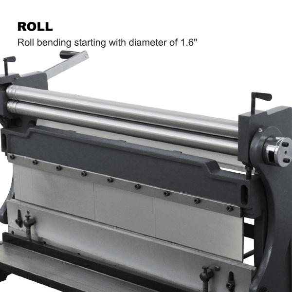 KAKA Industrial Sheet Metal Brake, 30 inch Shear and Slip Roll Combo 3-in-1 | 20-Gauge Capacity Heavy Duty Bending Machine with Back Gauge and Segment Fingers for Metal Fabrication