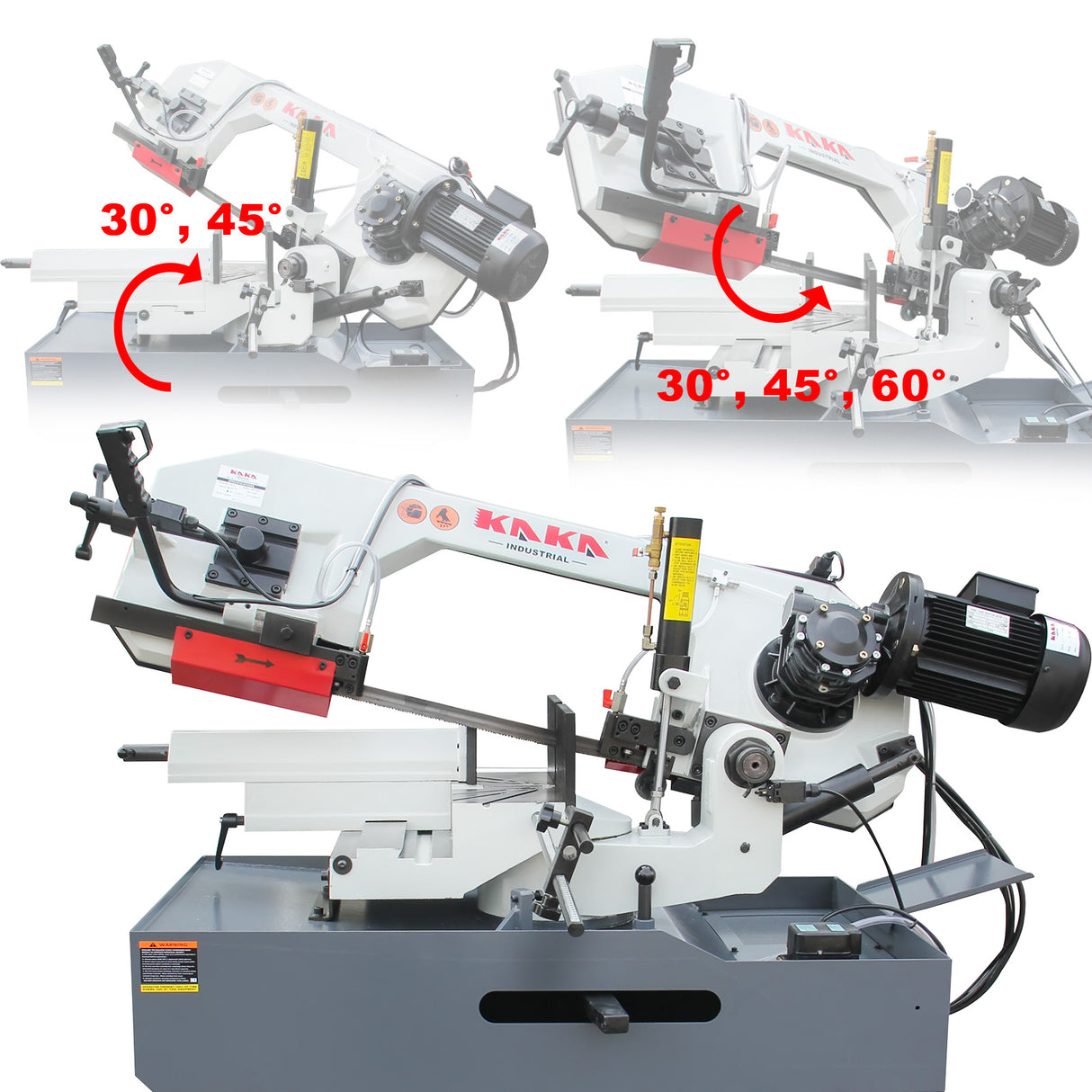 KAKA INDUSTRIAL Dual Miter Metal Bandsaw - 12 inch x 6inch, 60° Right/45° Left Swivel, Dual-Speed Motor, Hydraulic Feed, 230V 3-Phase | Ideal for Structural Steel, Pipes, Fabrication BS-126G