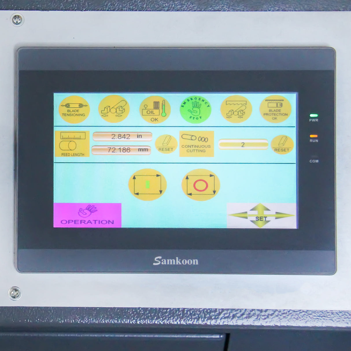 KAKA INDUSTRIAL BS-1810G 18"x9.8" PLC control Horizontal Band Saw, Hydraulic Shutle Vices and Swivel on both sides 220V 3phase