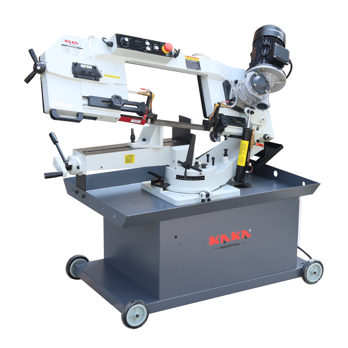 KAKA INDUSTRIAL 9" x 12" Horizontal Metal Cutting Band Saw, Gear Drive Bandsaw with Stepless Speed Regulation Heavy-Duty 2 HP (1.5kW) Motor, 110V 1PH and 45-Degree Swivel Head BS-912GR