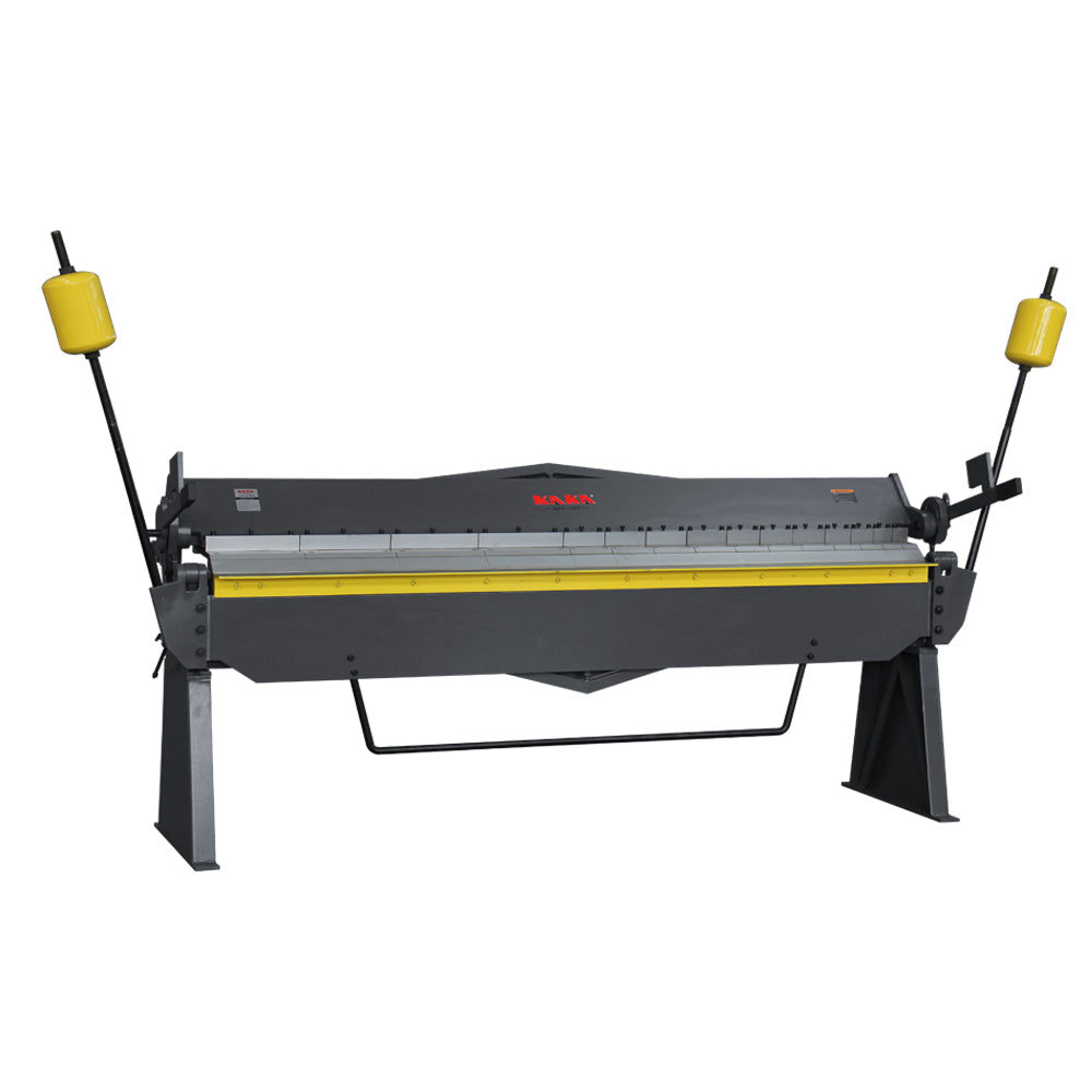 100-Inch Sheet Metal Brake angled view, a heavy-duty floor model for bending 12 gauge mild steel W-10012A
