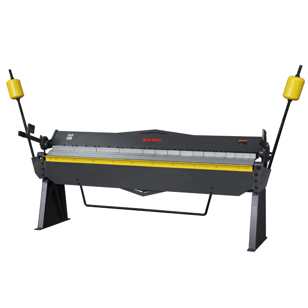 Pan and Box Brake front view, supporting 0-135 degree bends for large sheet metal boxes and pans W-10012A