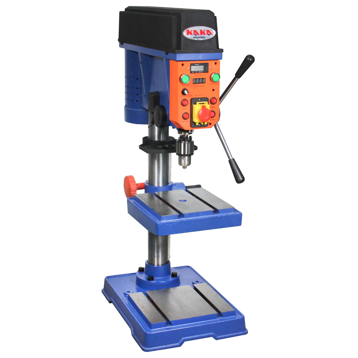 KAKA INDUSTRIAL 14.4 Inch Swing Benchtop Drill Press, 5/8" Capacity, Variable-Speed (260-1800 RPM) with Laser & Digital Display, 1HP 220V-60HZ-1PH, DP-16