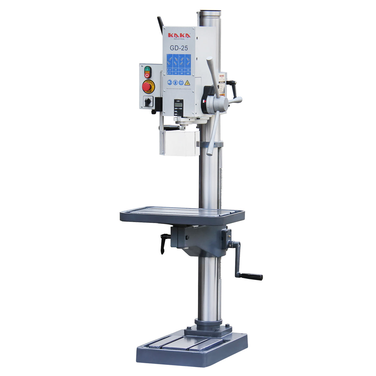 Floor Drill Pres,Swing 20 in, Max Drilling 0.98-Inch in Steel, 0.9kW 220V 3-Phase Gear Head, 8-Speed (130-3200 RPM), Cast Iron Construction, MT3 Taper Spindle, DRO Depth Control GD-25