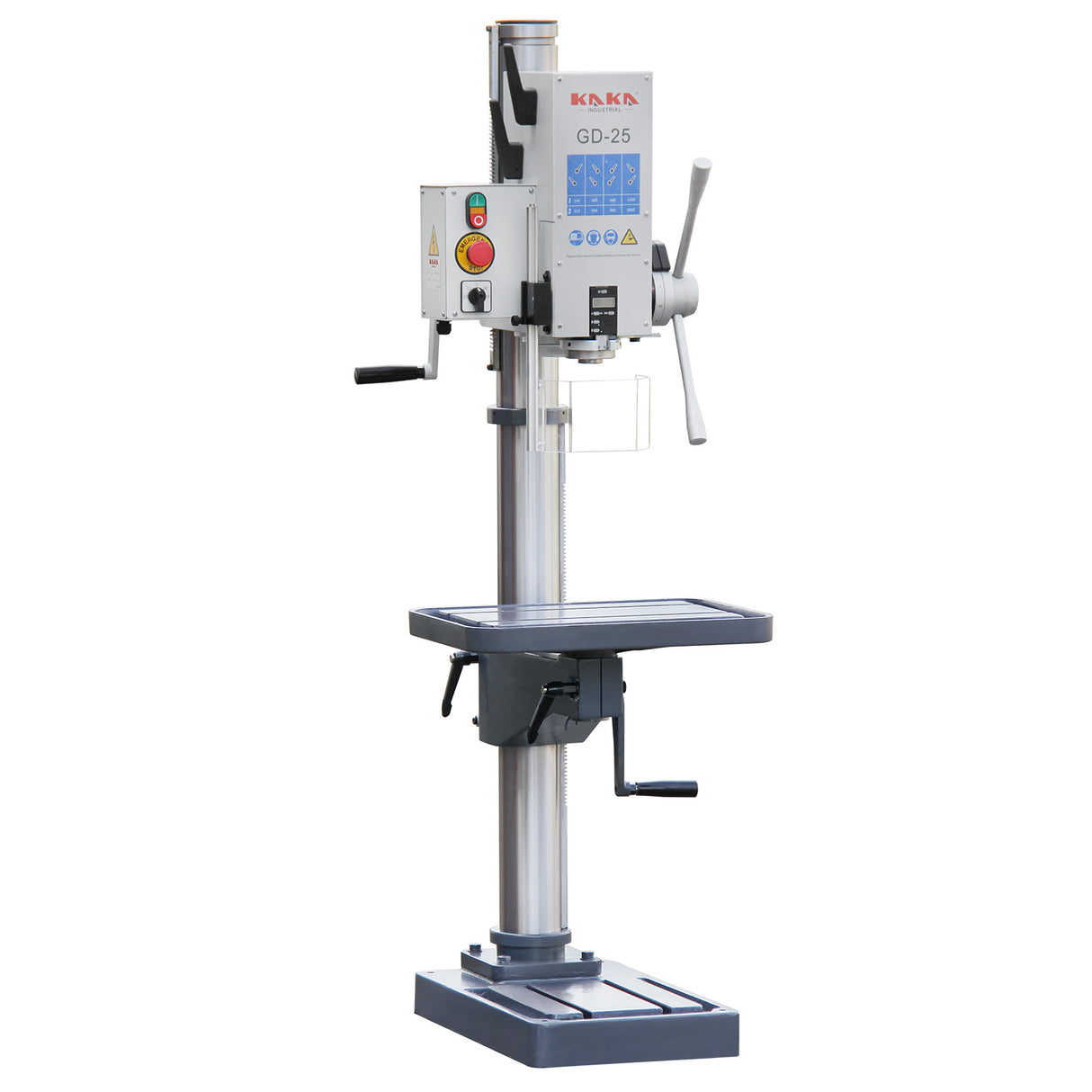 Floor Drill Pres,Swing 20 in, Max Drilling 0.98-Inch in Steel, 0.9kW 220V 3-Phase Gear Head, 8-Speed (130-3200 RPM), Cast Iron Construction, MT3 Taper Spindle, DRO Depth Control GD-25