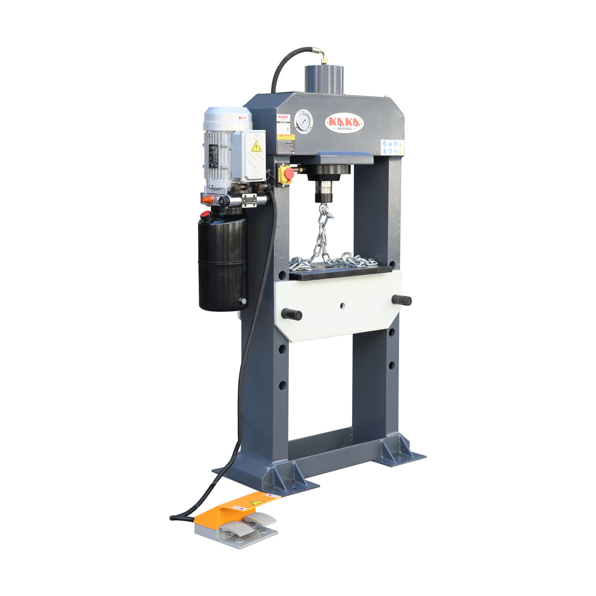 KAKA INDUSTRIAL Hydraulic Press, 25-Ton H-Frame Hydraulic Shop Press with Foot Pedal, 9.8-Inch Stroke Electric Hydraulic Press with Pressure Gauge for Pressing, Stamping HP-25F