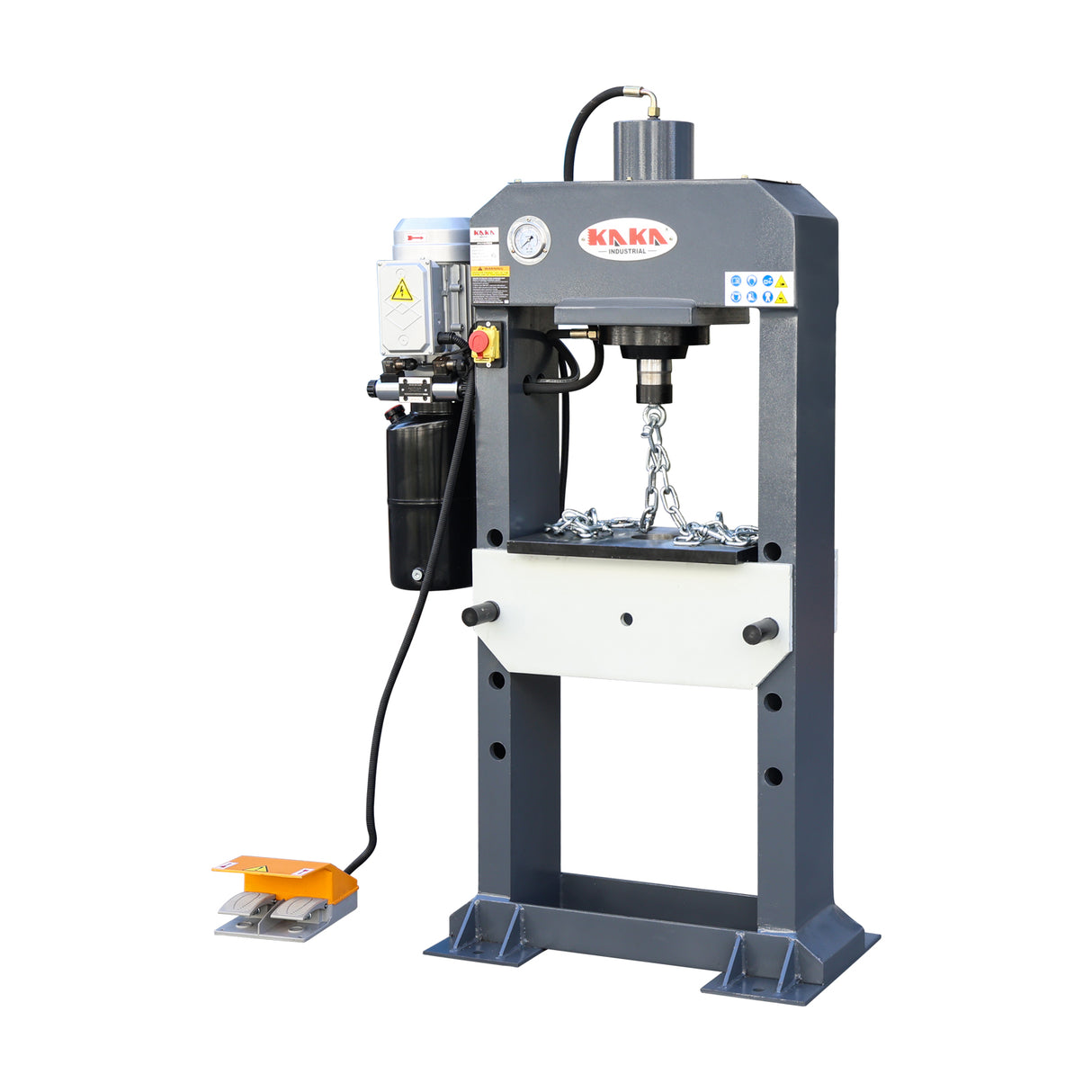 KAKA INDUSTRIAL Hydraulic Press, 25-Ton H-Frame Hydraulic Shop Press with Foot Pedal, 9.8-Inch Stroke Electric Hydraulic Press with Pressure Gauge for Pressing, Stamping HP-25F