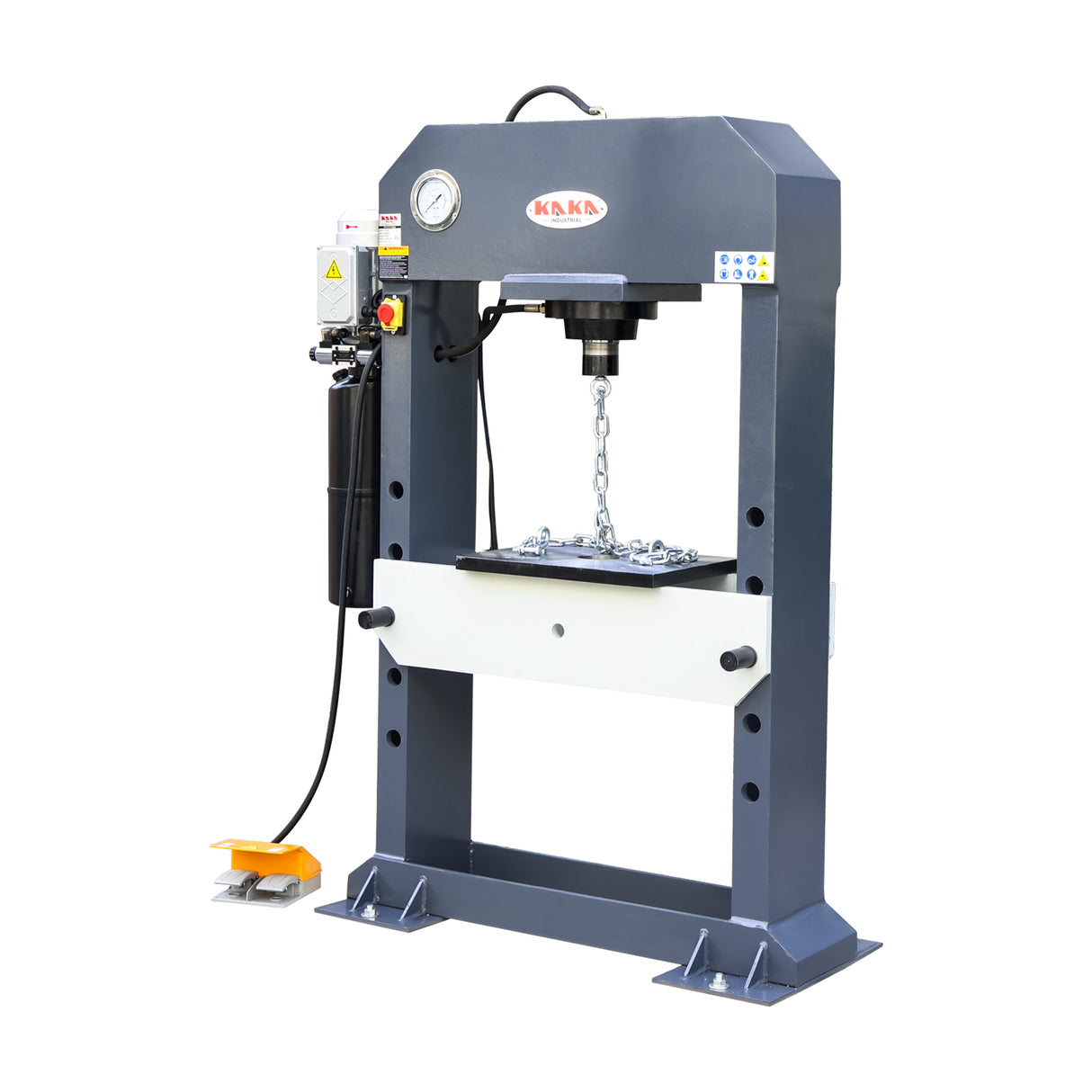 KAKA INDUSTRIAL 50-Ton Hydraulic Electric Hydraulic Press with Foot Pedal, H-Frame 8.6-Inch Stroke Shop Press with Pressure Gauge for Pressing, Stamping, Ideal for Garage or Professional Use HP-50F