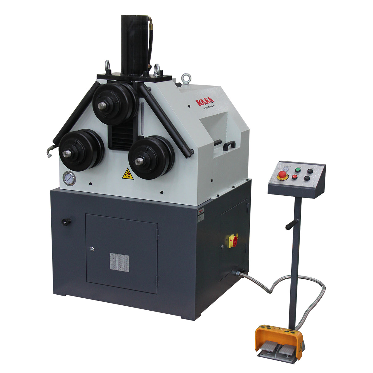 KAKA Industrial Roll Bending Machine Heavy Duty Hydraulic Processes Flat Bar, Square Tube, Round Bar and Structural Sections, Horizontal/Vertical Operation, 220V 3PH HRBM-65H