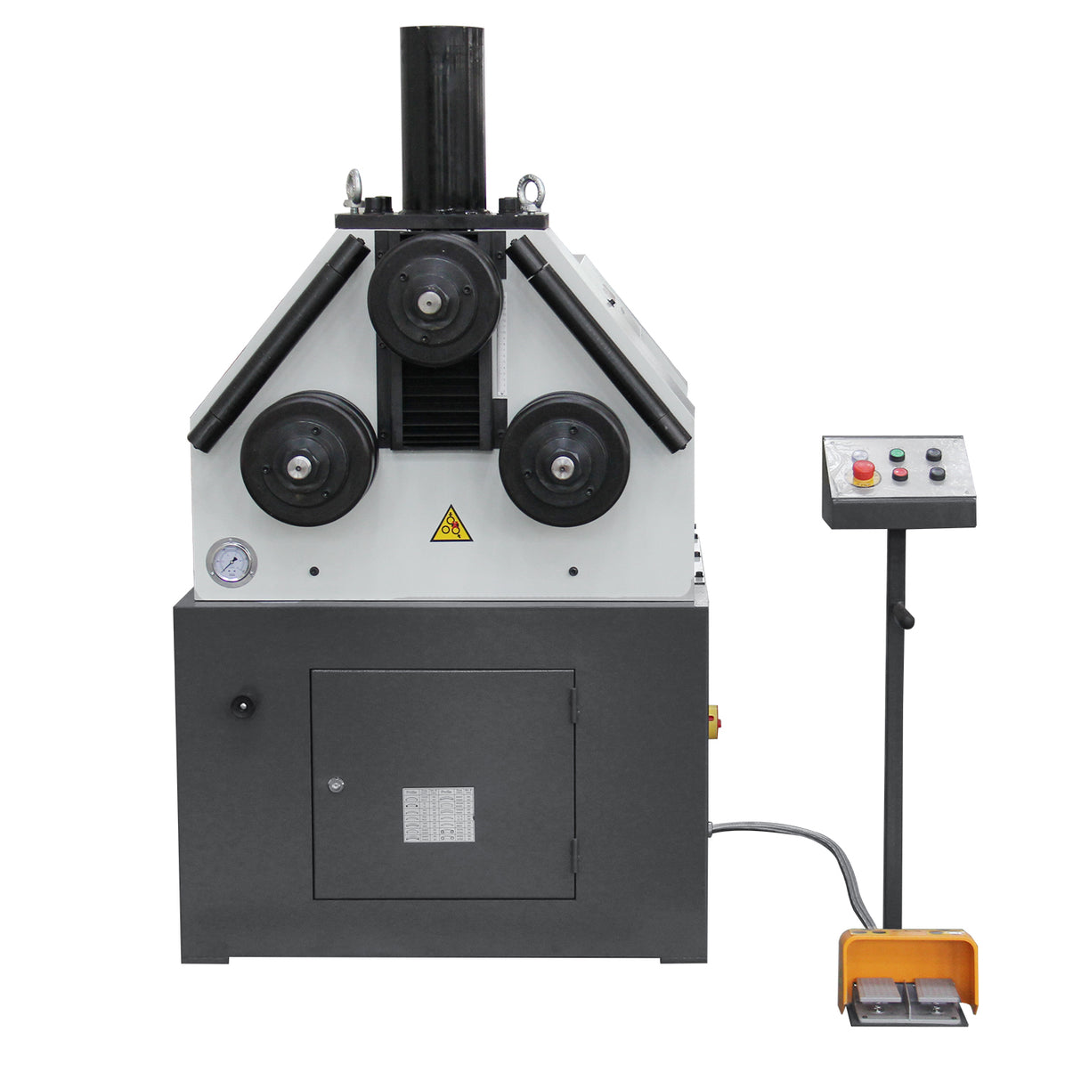 KAKA Industrial Roll Bending Machine Heavy Duty Hydraulic Processes Flat Bar, Square Tube, Round Bar and Structural Sections, Horizontal/Vertical Operation, 220V 3PH HRBM-65H