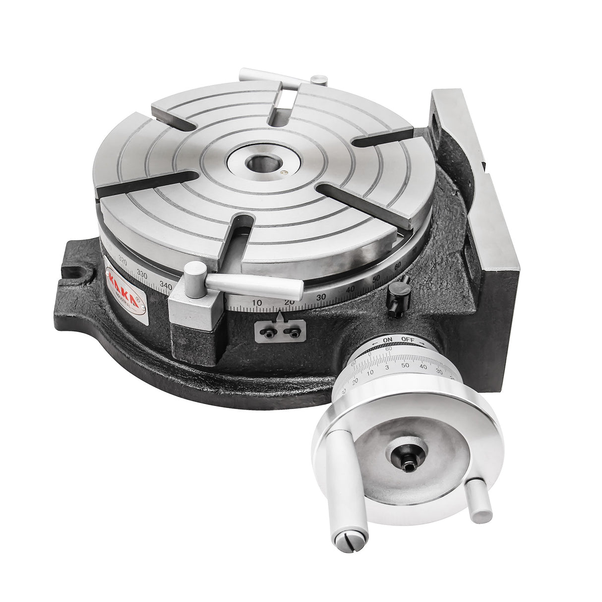Kaka Industrial HV-10, 10" Horizontal Vertical Rotary Table TSL Vertical & Horizontal MT3 Center Sleeve Rotary Table 6 slot Precision Milling Table 360 Degrees Precision Rotary Table