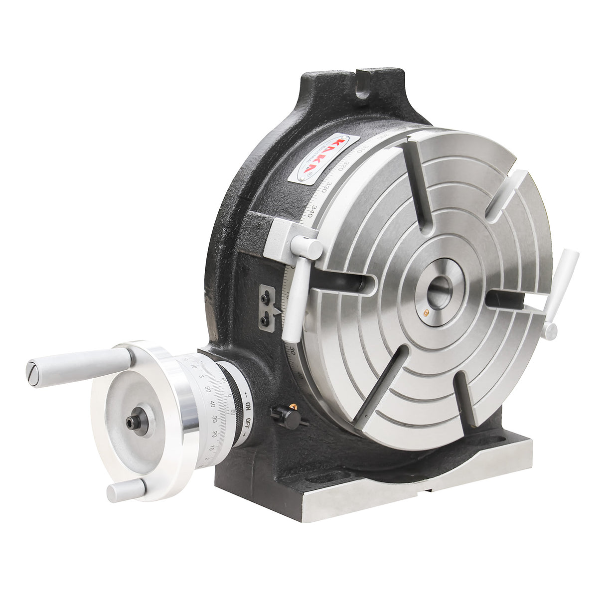 Kaka Industrial HV-10, 10" Horizontal Vertical Rotary Table TSL Vertical & Horizontal MT3 Center Sleeve Rotary Table 6 slot Precision Milling Table 360 Degrees Precision Rotary Table