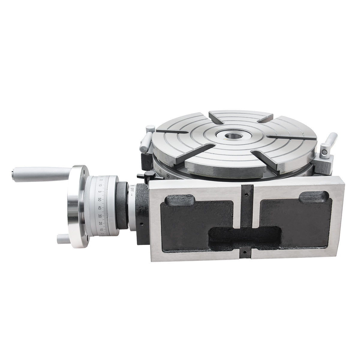 Kaka Industrial HV-10, 10" Horizontal Vertical Rotary Table TSL Vertical & Horizontal MT3 Center Sleeve Rotary Table 6 slot Precision Milling Table 360 Degrees Precision Rotary Table