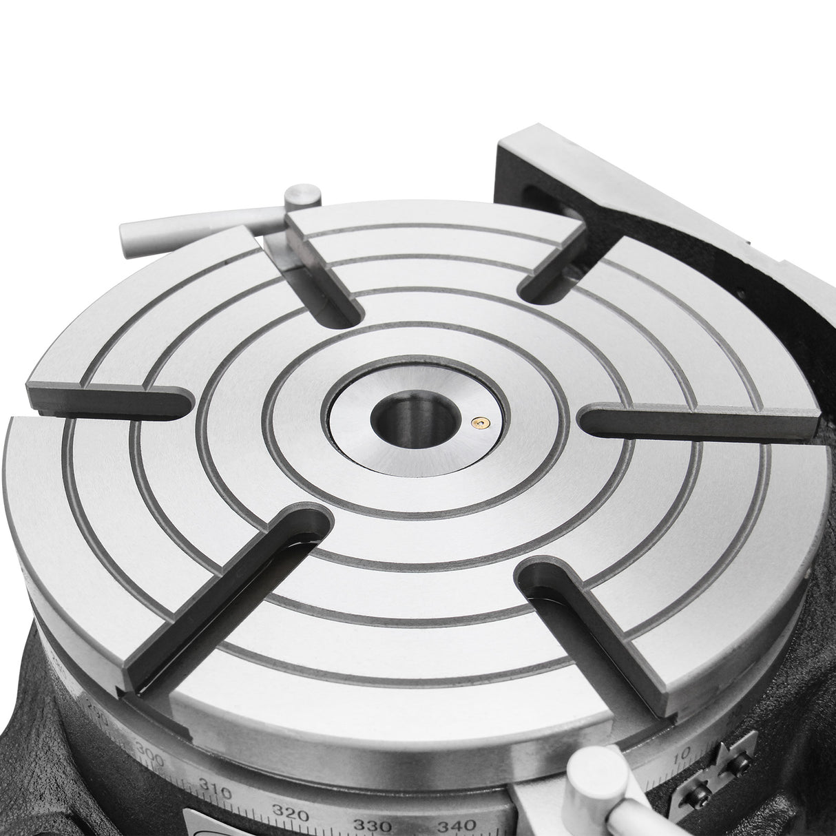 Kaka Industrial HV-10, 10" Horizontal Vertical Rotary Table TSL Vertical & Horizontal MT3 Center Sleeve Rotary Table 6 slot Precision Milling Table 360 Degrees Precision Rotary Table
