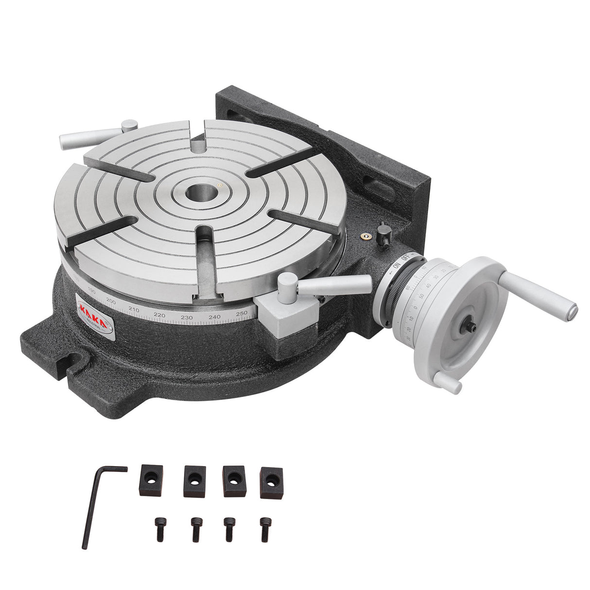 Kaka Industrial HV-12, 12" Horizontal Vertical Rotary Table TSL Vertical & Horizontal MT4 Center Sleeve Rotary Table 6 slot Precision Milling Table 360 Degrees Precision Rotary Table