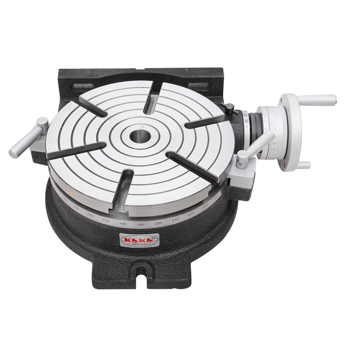 Kaka Industrial HV-12, 12" Horizontal Vertical Rotary Table TSL Vertical & Horizontal MT4 Center Sleeve Rotary Table 6 slot Precision Milling Table 360 Degrees Precision Rotary Table