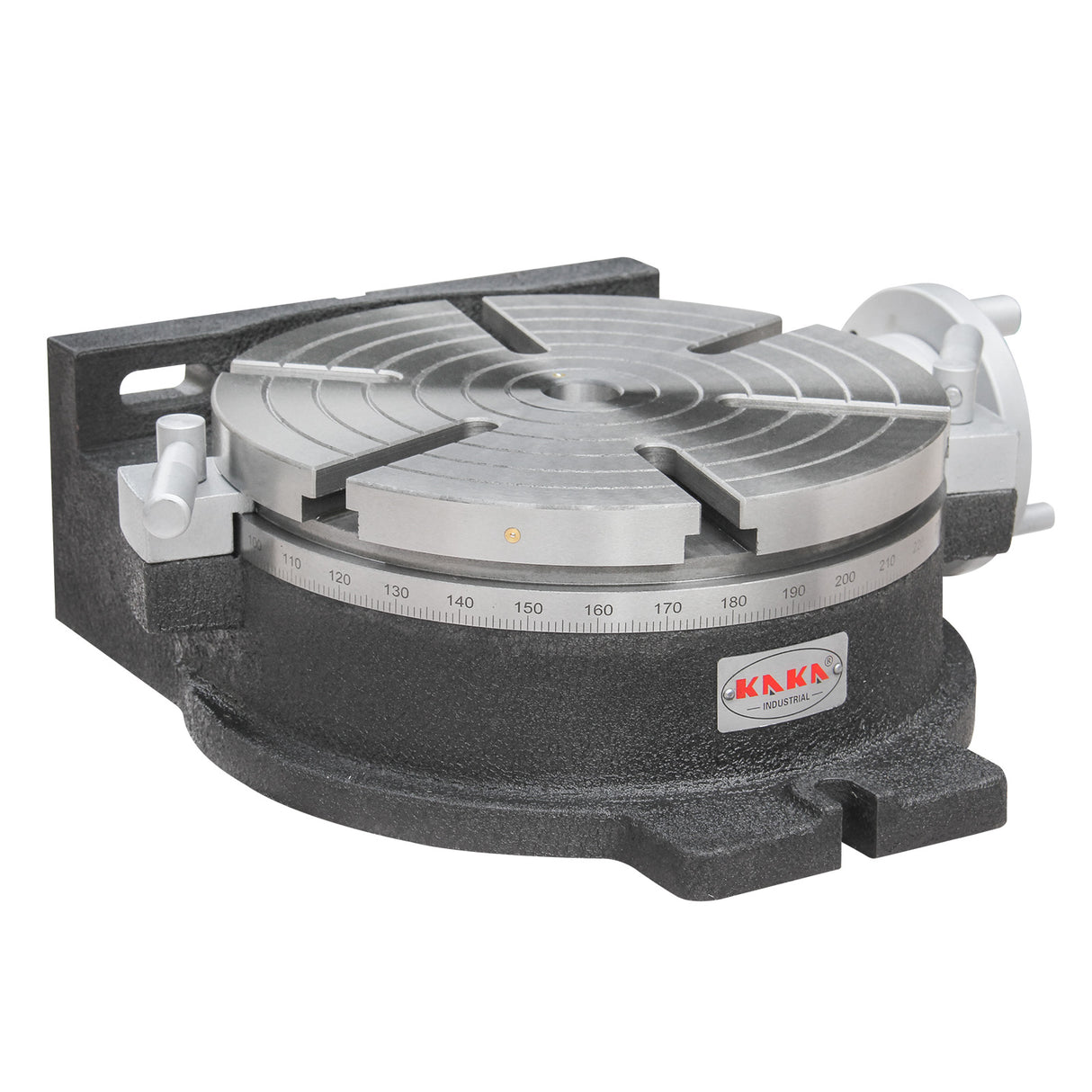 Kaka Industrial HV-12, 12" Horizontal Vertical Rotary Table TSL Vertical & Horizontal MT4 Center Sleeve Rotary Table 6 slot Precision Milling Table 360 Degrees Precision Rotary Table