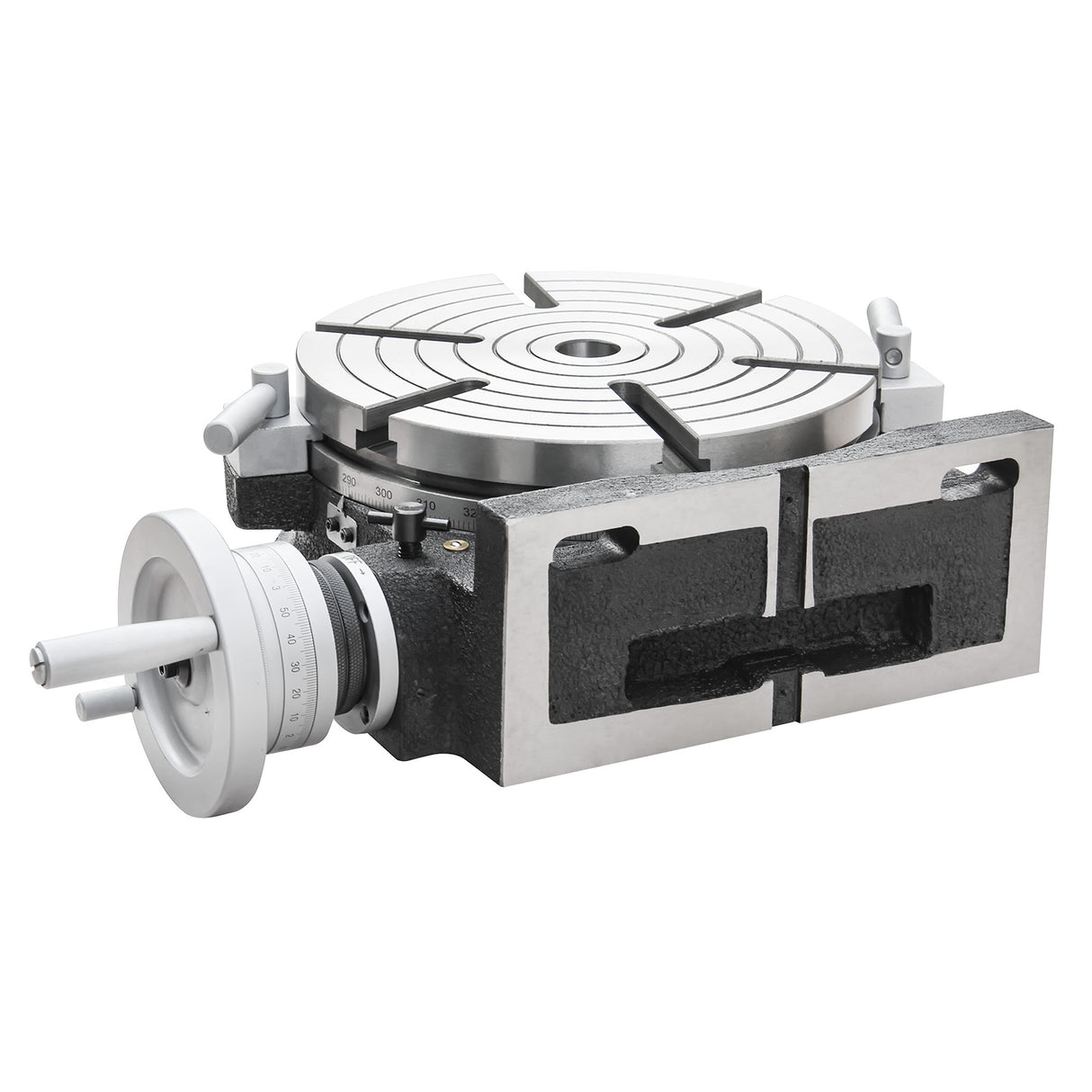 Kaka Industrial HV-12, 12" Horizontal Vertical Rotary Table TSL Vertical & Horizontal MT4 Center Sleeve Rotary Table 6 slot Precision Milling Table 360 Degrees Precision Rotary Table