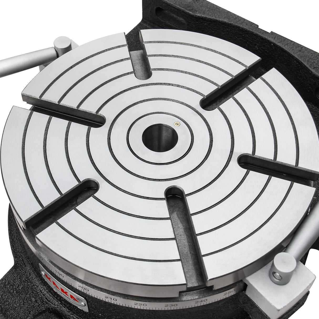 Kaka Industrial HV-12, 12" Horizontal Vertical Rotary Table TSL Vertical & Horizontal MT4 Center Sleeve Rotary Table 6 slot Precision Milling Table 360 Degrees Precision Rotary Table
