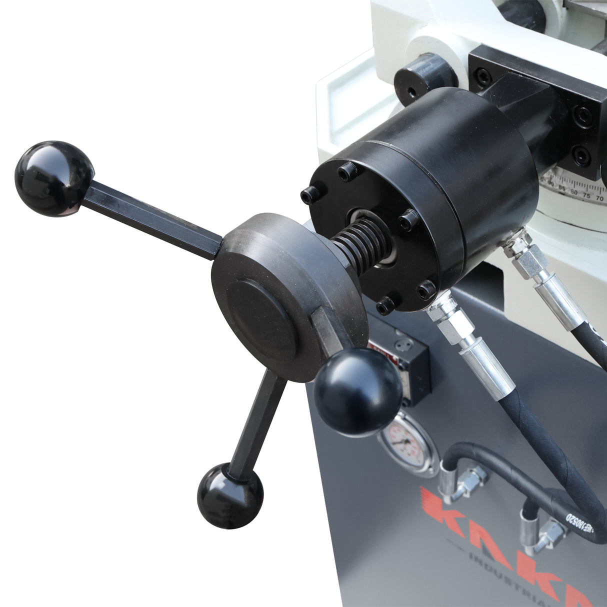 KAKA INDUSTRIAL Hydraulic Circular Cold Saw, 12.4 inch Semi-Automatic Metal Cutting Saw with Foot Pedal Control PDS-12H for Steel and Aluminum, Double Vise and Coolant System