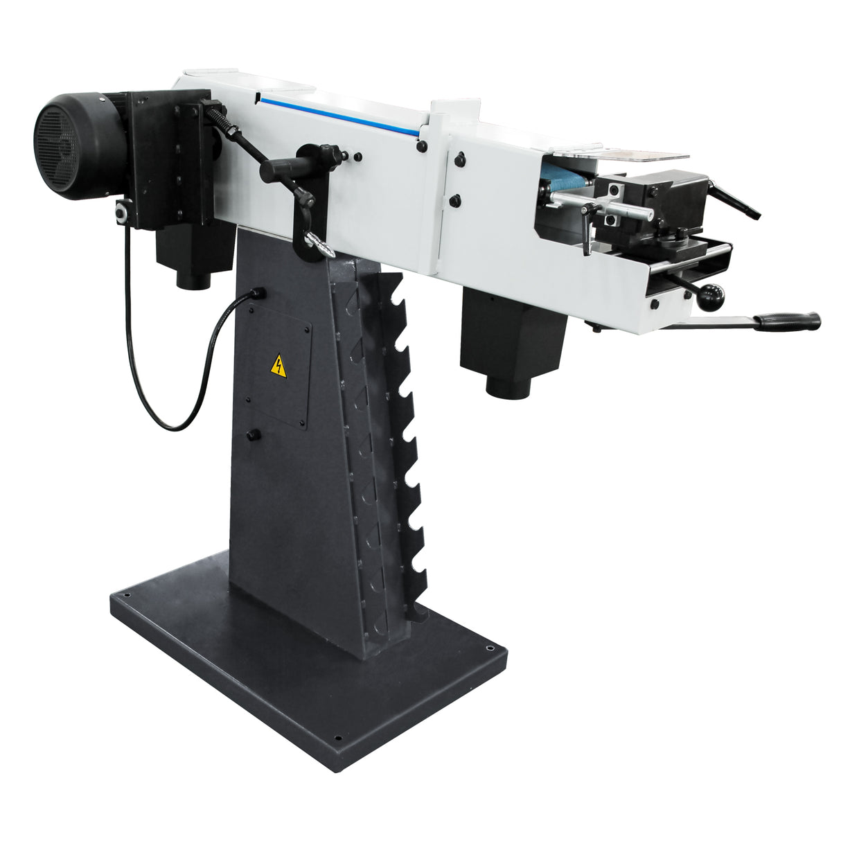 Belt Grinder, Wheel Metal Belt Grinder/Sander, Sander with Cast Iron Base, Grinds at angle from 30-90 degree, Arc cutting which is ideal for pipe-shaped, 220V-60HZ-3PH PRS-4A