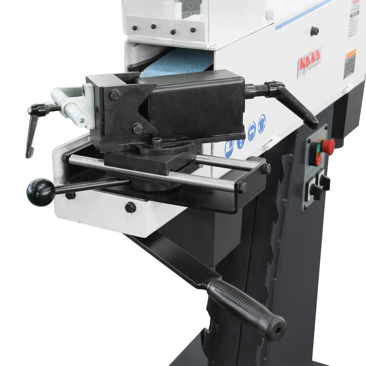 Belt Grinder, Wheel Metal Belt Grinder/Sander, Sander with Cast Iron Base, Grinds at angle from 30-90 degree, Arc cutting which is ideal for pipe-shaped, 220V-60HZ-3PH PRS-4A