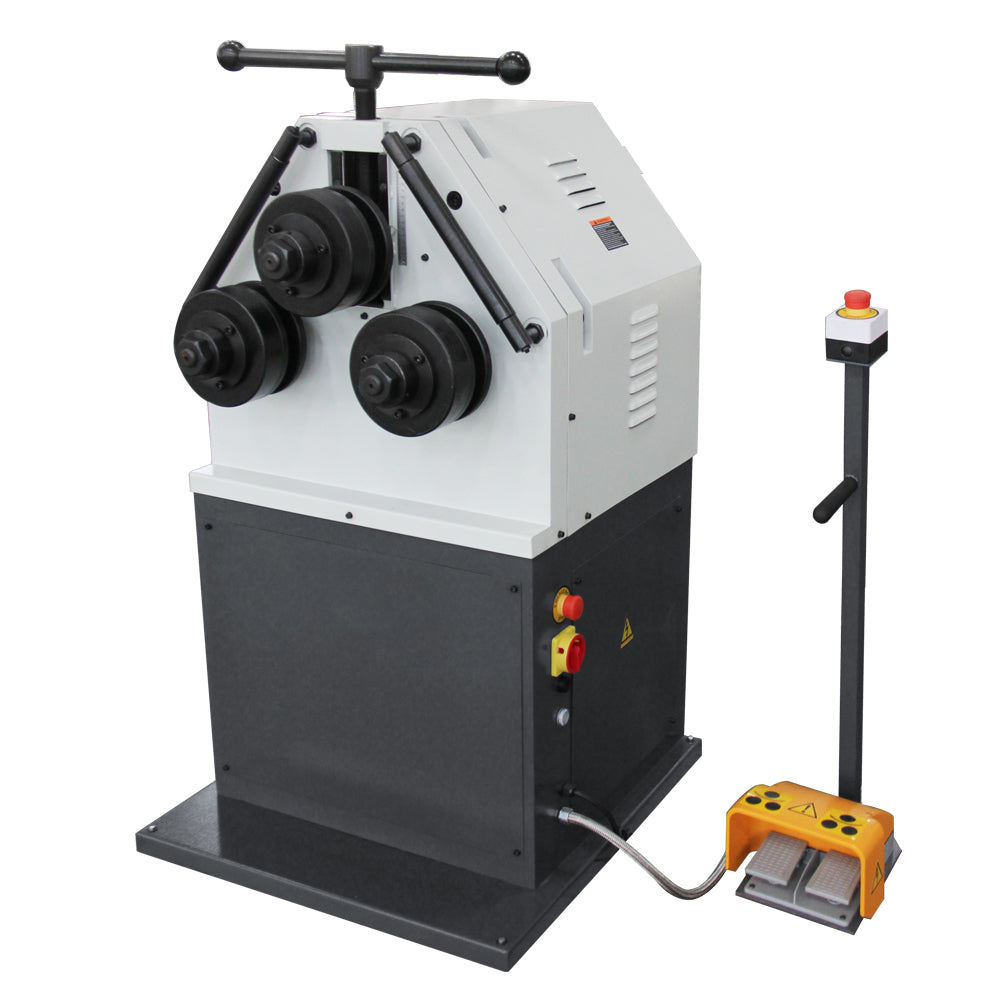 Roll Bending Machine, 3-Roll Profile Bender, 4 x 0.6 in Flat Bar, 2.2kW 230V 3PH, Electric Control, Vertical Operation, KAKA INDUSTRIAL RBM-50