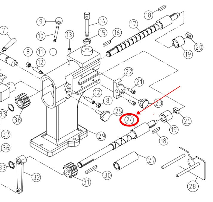 Part# 24 lower roller shaft for KAKA Industrial Bead Bender TB-12