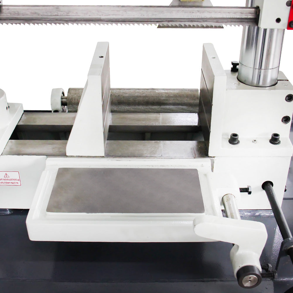 Kaka Industrial TGK-14 Double column horizontal band saw, Max cutting capacity 13.8 inch,vertical lifting, high stability. Cutting speed adopts hydraulic control, 230V-60HZ-3PH