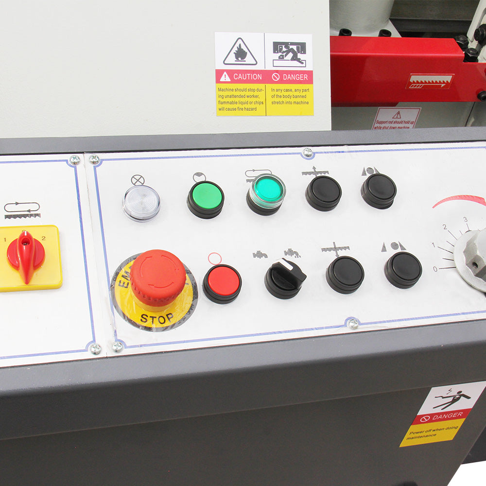 Kaka Industrial TGK-14 Double column horizontal band saw, Max cutting capacity 13.8 inch,vertical lifting, high stability. Cutting speed adopts hydraulic control, 230V-60HZ-3PH