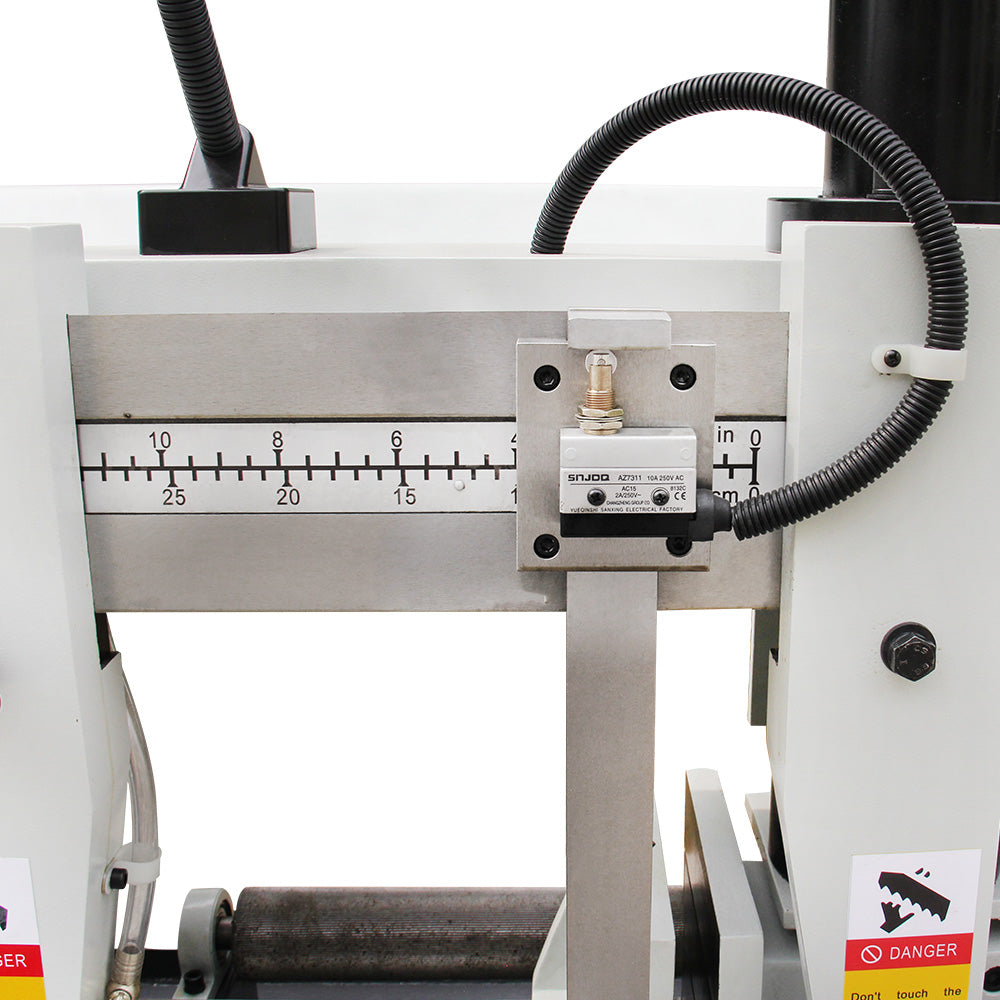 Kaka Industrial TGK-14 Double column horizontal band saw, Max cutting capacity 13.8 inch,vertical lifting, high stability. Cutting speed adopts hydraulic control, 230V-60HZ-3PH