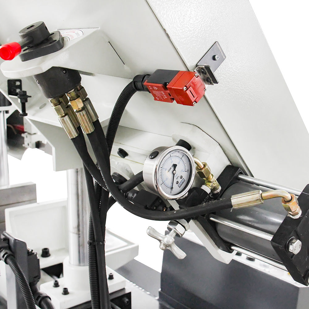 Kaka Industrial TGK-14 Double column horizontal band saw, Max cutting capacity 13.8 inch,vertical lifting, high stability. Cutting speed adopts hydraulic control, 230V-60HZ-3PH