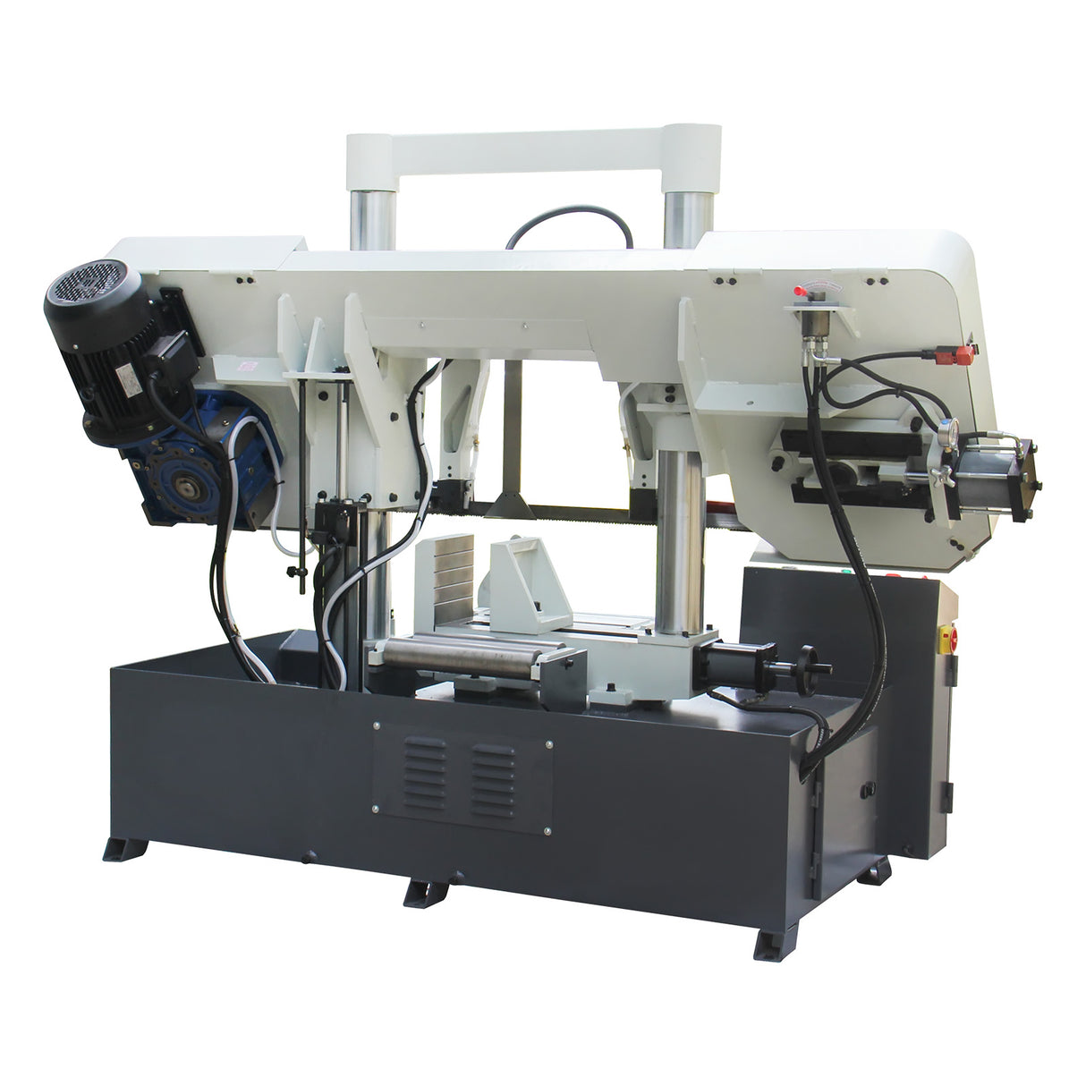 Kaka Industrial TGK-16 Double column horizontal band saw, Max cutting capacity 15.7 inch, vertical lifting, high stability. Cutting speed adopts hydraulic control, 230V 60HZ 3PH