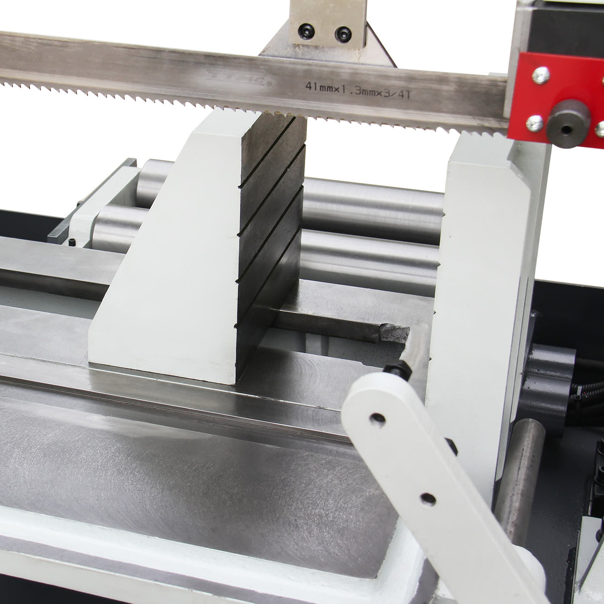 Kaka Industrial TGK-16 Double column horizontal band saw, Max cutting capacity 15.7 inch, vertical lifting, high stability. Cutting speed adopts hydraulic control, 230V 60HZ 3PH