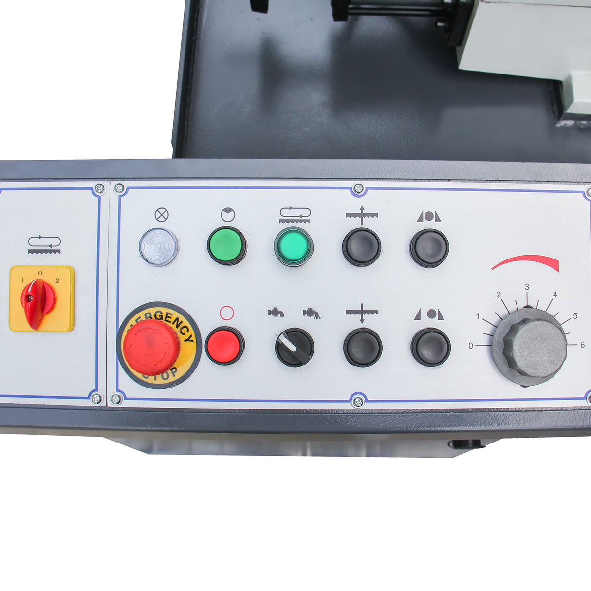 Kaka Industrial TGK-16 Double column horizontal band saw, Max cutting capacity 15.7 inch, vertical lifting, high stability. Cutting speed adopts hydraulic control, 230V 60HZ 3PH