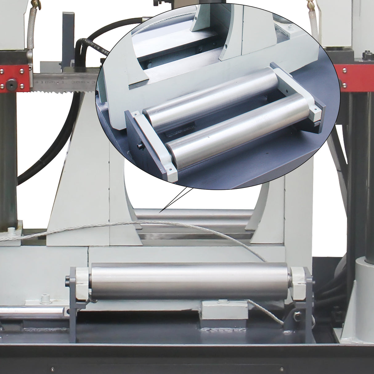 Kaka Industrial TGK-16A Double column horizontal band saw, Max cutting capacity 15.7 inch, vertical lifting, high stability. Cutting speed adopts hydraulic control, 230V 60HZ 3PH