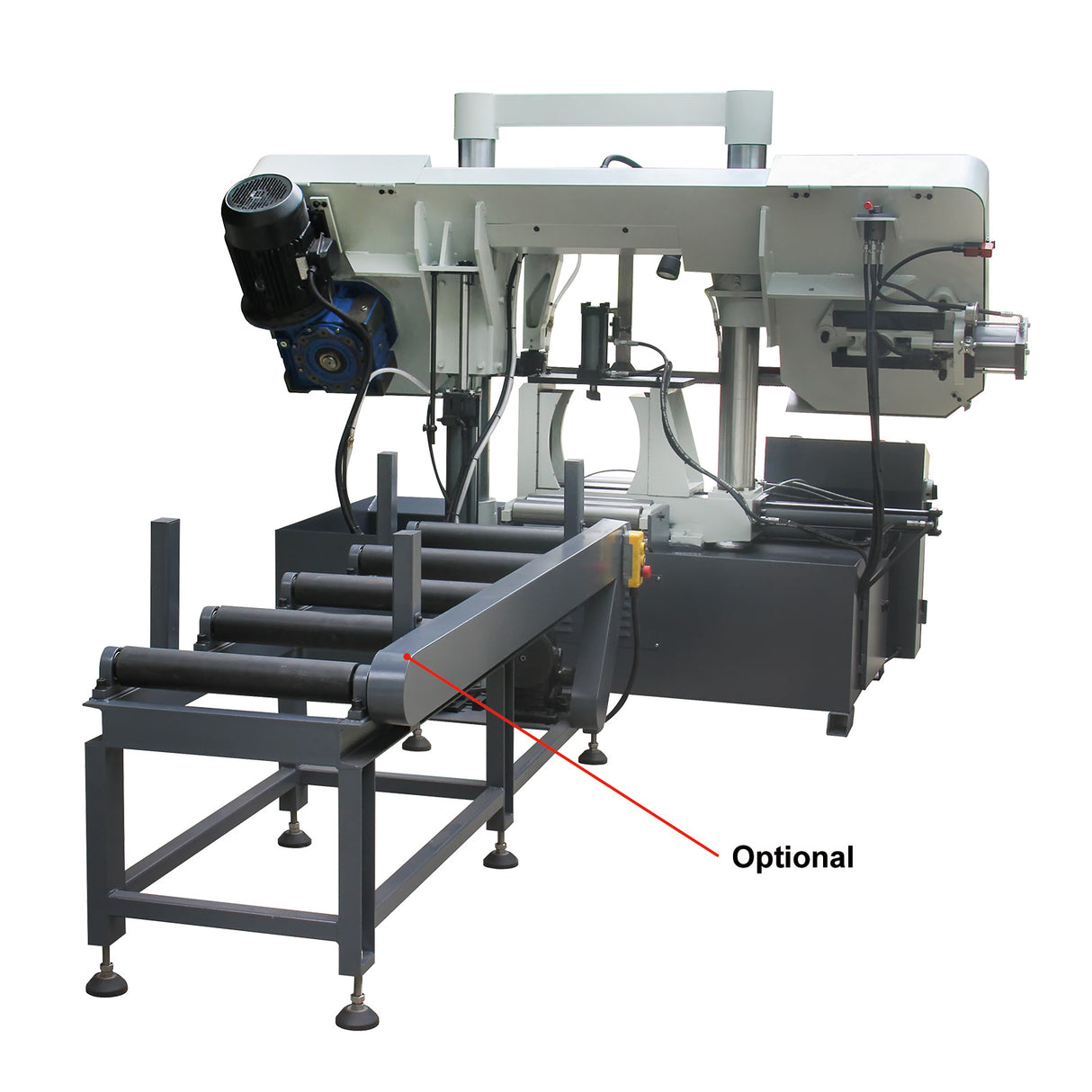 Kaka Industrial TGK-16A Double column horizontal band saw, Max cutting capacity 15.7 inch, vertical lifting, high stability. Cutting speed adopts hydraulic control, 230V 60HZ 3PH